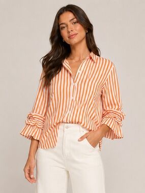 Harshman Selina Cotton Stripe Shirt NWT Medium